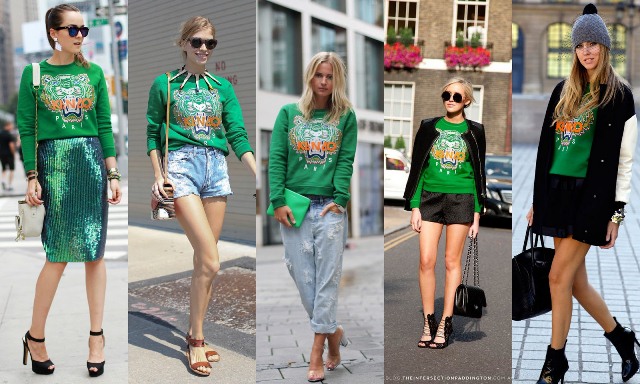 kenzo green tiger sweatshirt styled by andy torres elena perminova mija montarna mcdonald chiara ferragni 