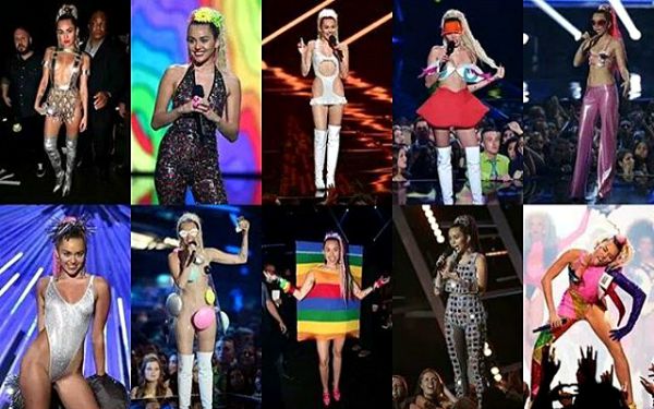 Aneka kostum yang dipakai Miley di MTV VMA 2015