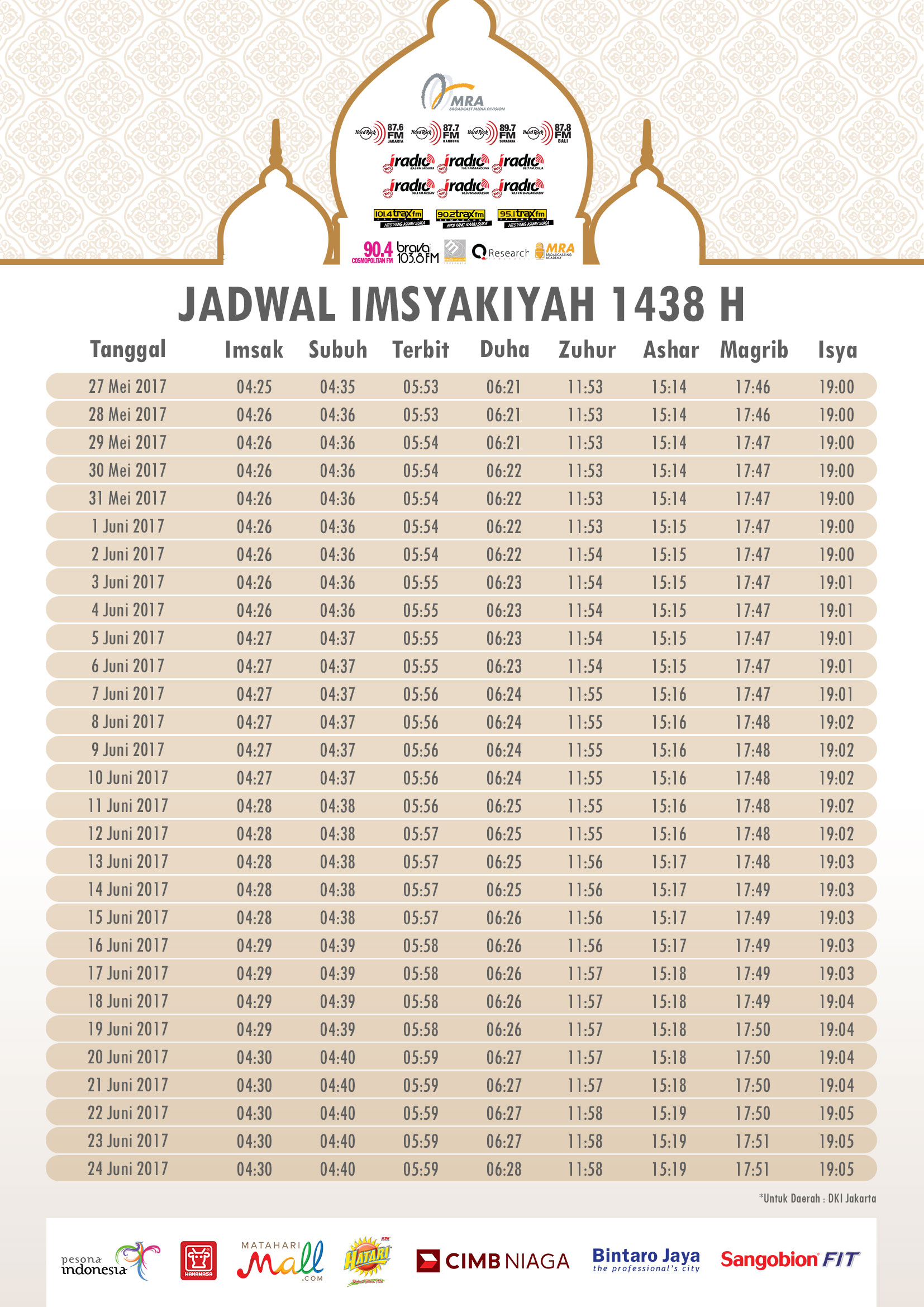 Jadwal Imsakiyah 1438