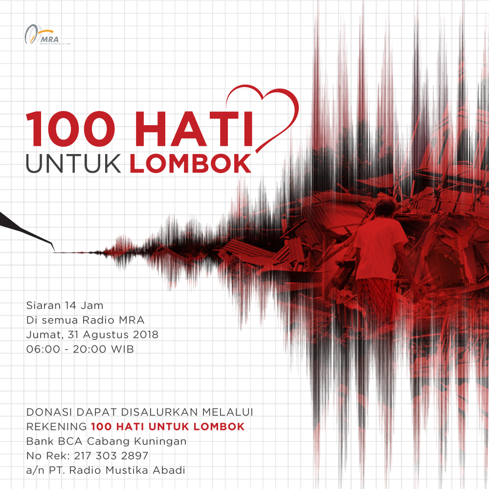 100 Hati untuk Lombok, program donasi on air MRA Media