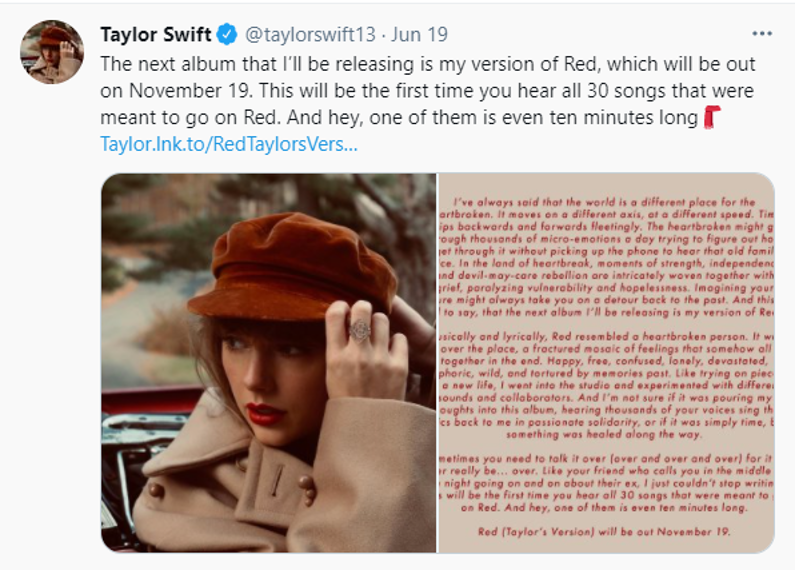 Taylor Swift Rekam Ulang Album “Red” Dengan Kualitas Vokal Lebih Baik